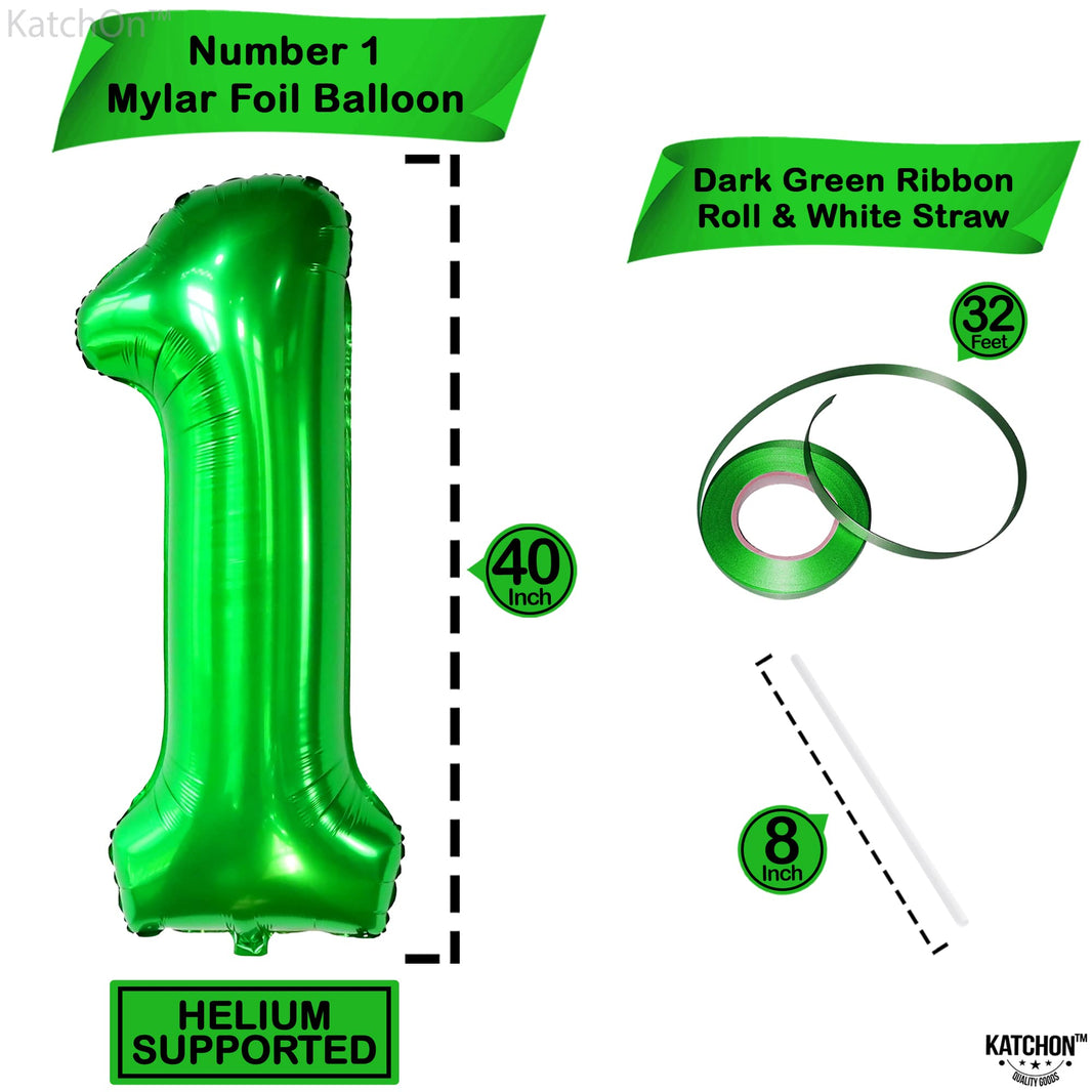 KatchOn, Green 1 Balloon Number for First Birthday - 40 Inch | Number One Balloons For Wild One Birthday | 1 Balloons for 1st Party Decorations | Green 1 Balloon For Happy Anniversary Decorations