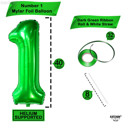 KatchOn, Green 1 Balloon Number for First Birthday - 40 Inch | Number One Balloons For Wild One Birthday | 1 Balloons for 1st Party Decorations | Green 1 Balloon For Happy Anniversary Decorations