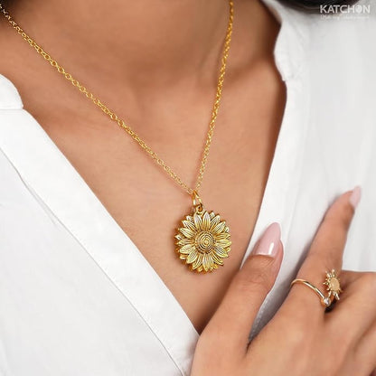 KatchOn, Sunflower Necklaces for Women – You Are My Sunshine Necklace, Hidden Message Pendant | Valentines Day Gifts for Her, Birthday Gifts for Women, Mom, Daugther, Girlfriend | Galentines Gifts