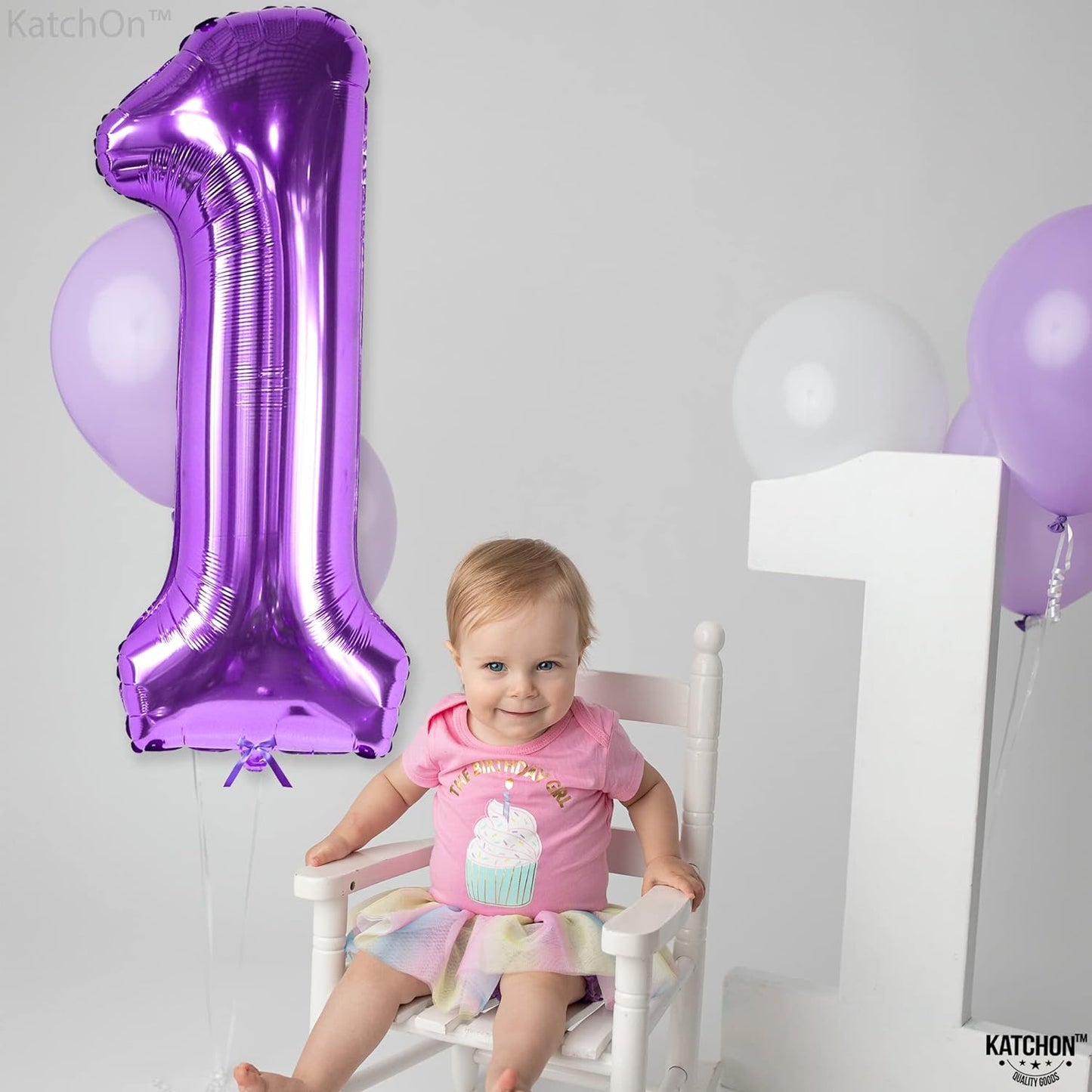 KatchOn, Giant Purple 1 Balloon for First Birthday - 40 Inch | Purple One Balloon for First Birthday | Purple 1st Birthday Decorations | Mermaid Number 1 Balloon, Mermaid 1st Birthday Girl Decorations