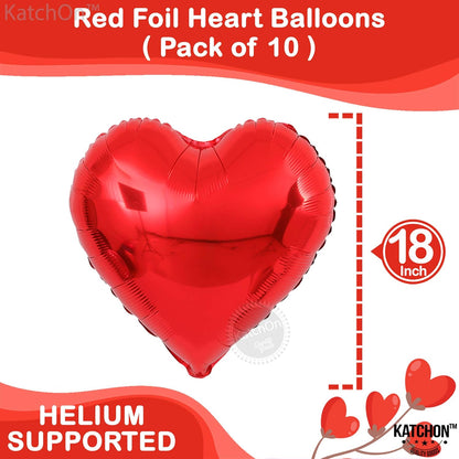 KatchOn, I Love You Balloons Set - 18 Inch, Pack of 18 | Red Heart Shaped Balloons for Anniversary Party Decorations | I Love You Decorations for Him, Heart Foil Balloon | Valentines Day Decor
