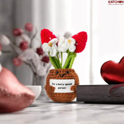 KatchOn, Handmade Crochet Flower Gift | Emotional Support Crochet Gift for Men, Women, Friend, Mom, Dad, Teacher, Coworker | Romantic, Anniversary, Retirement, Birthday Gifts | Desk Decorations