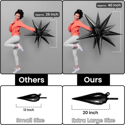 KatchOn, Large Black Star Balloons - 20 Inch, Pack Of 50 | Starburst For Black Birthday Decorations | Spooky, Halloween Balloons For Halloween Decorations Indoor | Emo Party Decoration