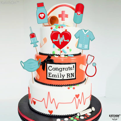 Katchon, Nurse Cupcake Toppers 2026 - Pack of 30 | Nurse Party Decorations | Medical Cake Decorations | Nurse Themed Party Decorations | 2026 Graduation Decorations