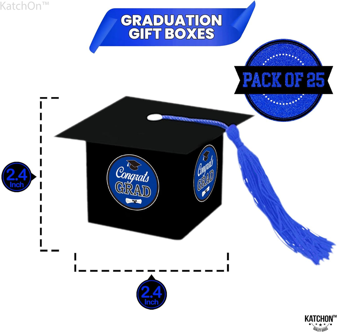 KatchOn, Congrats Grad Graduation Candy Boxes - Huge, Pack of 25 | Blue Graduation Decorations Class of 2024 | Graduation Party Favors 2024 | Graduation Goodie Bags 2024, Graduation Table Decorations