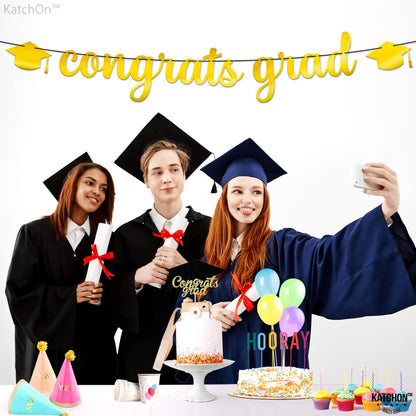 KatchOn, Shiny Congrats Grad Banner - 10 Feet, No DIY | Graduation Banner for Congratulations Graduate 2026 | Gold Graduation Decorations | Congratulations Banner, Graduation Party Decorations 2026