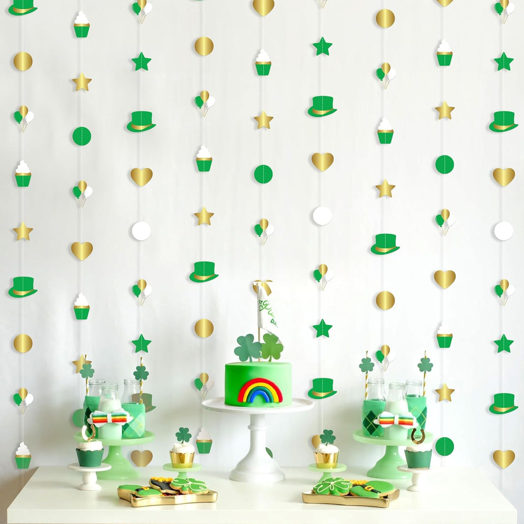 KatchOn, Shiny St Patricks Day Garland - 9 Strings, No DIY | St Patricks Day Backdrop for St Patricks Day Decorations | Shamrock Decorations | St Patricks Garland for Saint Patricks Day Decorations