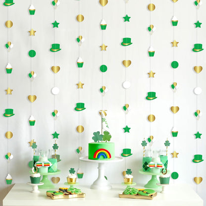 KatchOn, Shiny St Patricks Day Garland - 9 Strings, No DIY | St Patricks Day Backdrop for St Patricks Day Decorations | Shamrock Decorations | St Patricks Garland for Saint Patricks Day Decorations
