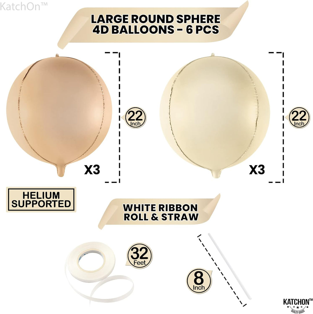 KatchOn, White Sand Balloons Set - 22 Inch, Big, Pack of 6 | Matte Balloons, Beige Balloons for Beige Party Decorations | Ivory Lace balloons, Boho Balloons, Cream Balloons | Bridal Shower Decorations