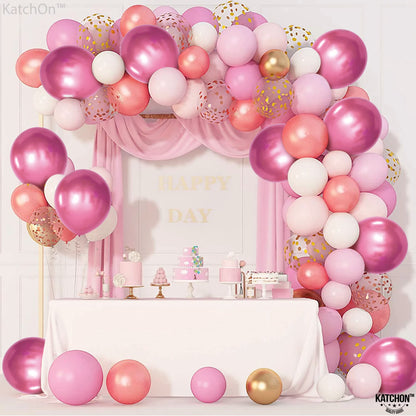 KatchOn, Huge Metallic Hot Pink Balloons - 18 Inch, Pack of 10 | Pink Metallic Balloons for Birthday Decorations | Latex Balloon | Gender Reveal Decorations