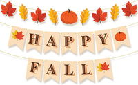 Happy Fall Banner, 3 strings - No DIY Required | Happy Fall Banner with Maple Leaves and Pumpkin for Fall Decor, Fall Decorations for Mantle Fireplace, Thanksgiving Banner - KatchOn