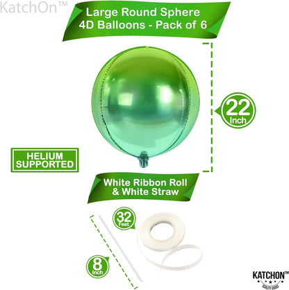 KatchOn, Big Gradient Green Foil Balloons - 22 Inch, Pack of 6 | 4D Green Mylar Balloons | Gradient Blue and Green Balloons | Christmas Balloons, Green Christmas Decorations | Green Party Decorations