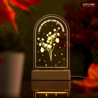KatchOn, Acrylic Plaque Gift | Elegant Engraved Floral LED Lamp Gift | Valentines Day Gifts for Her, Heartfelt Message for Wife, Girlfriend, Anniversary, Birthday Gifts for Women | Office Desk Decor
