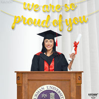 Gradauation Decorations 2026, We are So Proud of You Banner - 10 Feet, No DIY | Gold Grad Banner for 2026 Graduation Decorations | College Graduation Decorations - Katchon