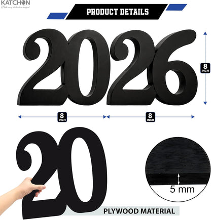 KatchOn, Large 2026 Wooden Sign Black - 8 Inch | Grad 2026 Sign for Black Graduations Decorations 2026 | Class of 2026 Photo Props, 2026 Numbers for Class of 2026 Decorations
