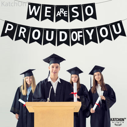 KatchOn, We are So Proud of You Banner - Huge, 10 Feet, No DIY | Congratulations Banner, Black Graduation Banner for Class of 2026 Graduation Decorations 2026 Congratulations Decorations