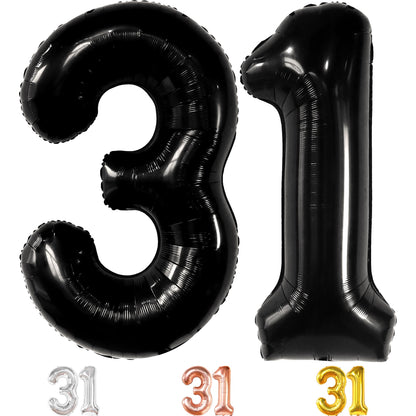 KatchOn, Big Black 31 Balloons Numbers - 40 Inch | 31 Birthday Decorations for Men | 31 Birthday Balloon | 31 Birthday Decorations for Women | Number Balloons for 31st Anniversary Decorations