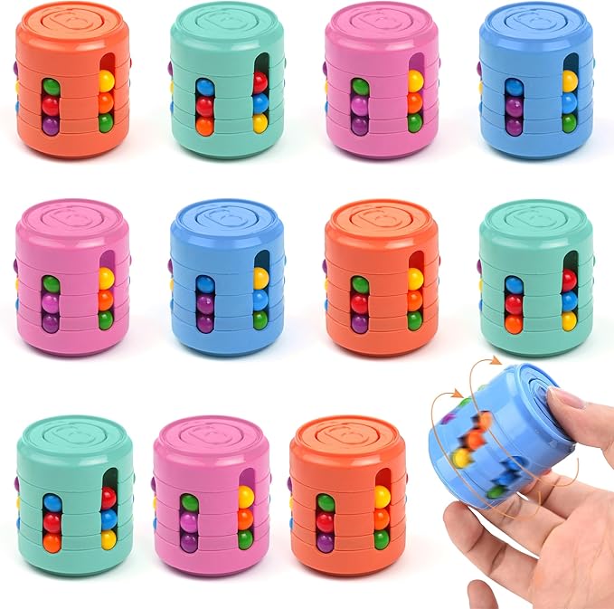 KatchOn, Rotating Fidget Toys  Pack of 12 | Magic Bean Puzzle Cube and Fidget Spinners for Kids, Adults | Fidget Toys Bulk, Classroom Prizes,Goodie Bag Stuffers, Birthday party favors for kids 8-12