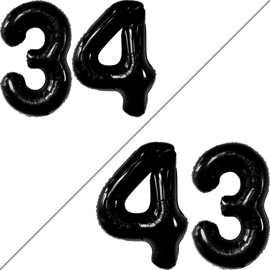 KatchOn, Giant Black 34 Balloon Numbers - 40 Inch | 34th Birthday Decorations for Men | 34 Balloon Numbers Black, 34 Birthday Decorations for Women | 34 Number Balloons, Happy 34 Birthday Decorations