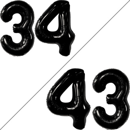 KatchOn, Giant Black 34 Balloon Numbers - 40 Inch | 34th Birthday Decorations for Men | 34 Balloon Numbers Black, 34 Birthday Decorations for Women | 34 Number Balloons, Happy 34 Birthday Decorations