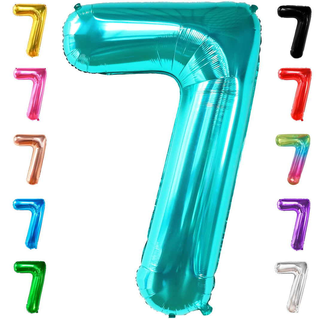 KatchOn, Aqua Blue 40 Inch Number 7 Balloon - 1pcs | Birthday Decorations for Boys & Girls | Unisex Ocean Themed 7th Birthday Party Supplies