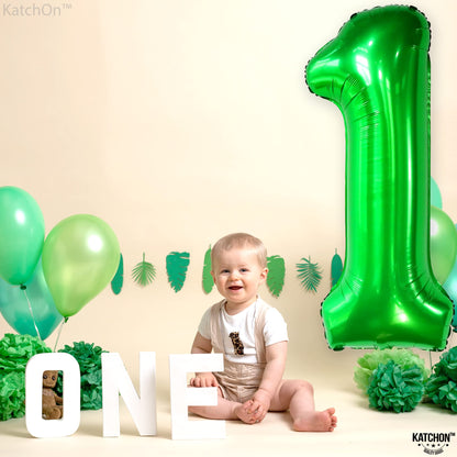 KatchOn, Green 1 Balloon Number for First Birthday - 40 Inch | Number One Balloons For Wild One Birthday | 1 Balloons for 1st Party Decorations | Green 1 Balloon For Happy Anniversary Decorations