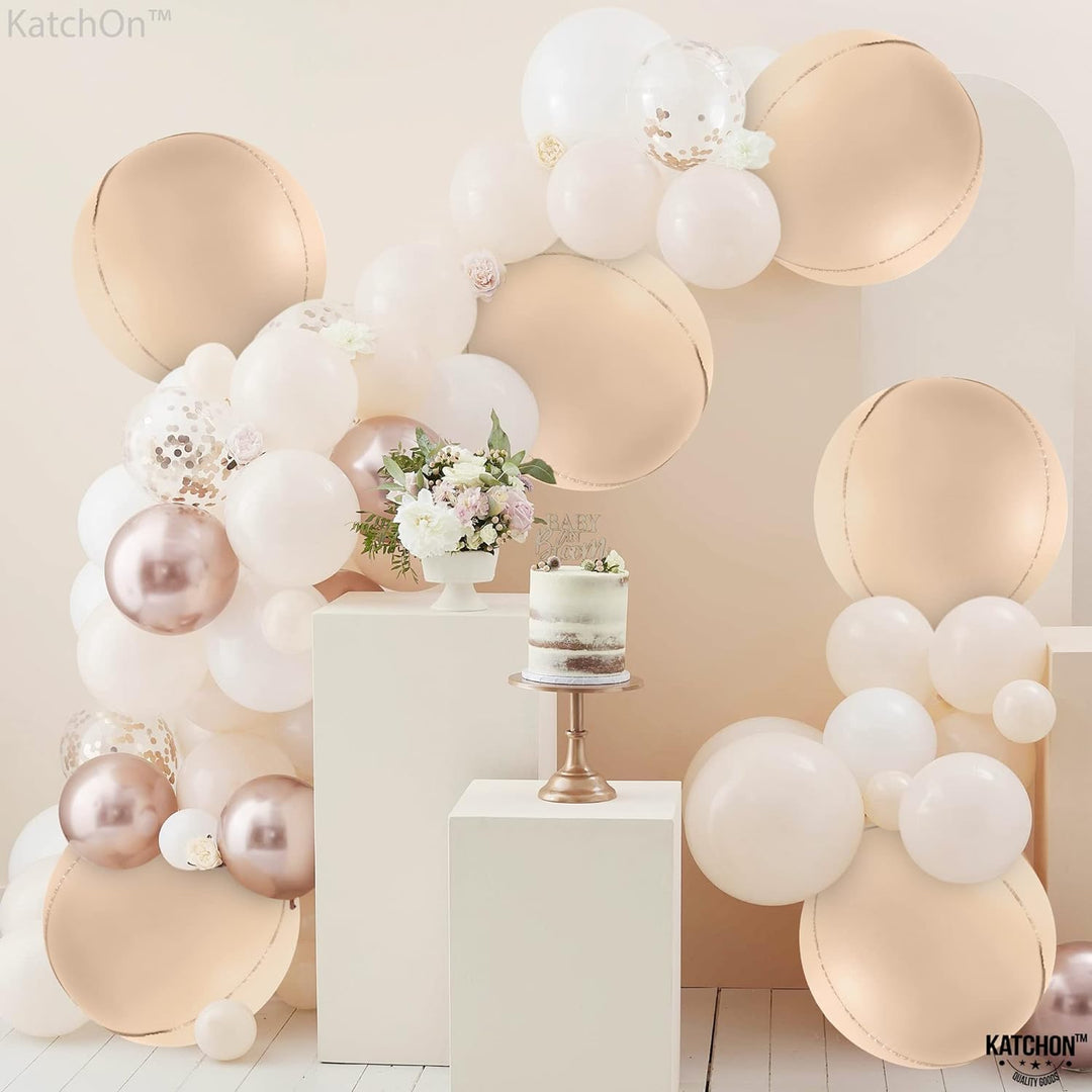 KatchOn, Big 22 Inch Beige Balloons Set - Pack of 6, Beige Mylar Balloons | Taupe Balloons for Neutral Party Decorations | Beige Party Decorations | Light Brown Balloons for Bridal Shower Decorations