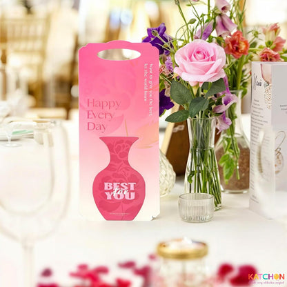 KatchOn Rose Flower Gifts – 13 Inches Artificial Pink Rose With Greeting Card |Birthday Gifts for Women |Unique gifts for Women,Girlfriend | Graduation Gifts For Her | Cute Anniversary Cards For Wife