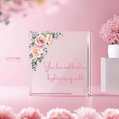 KatchOn, Floral Acrylic Plaque Glass Keepsake - Valentines Day gifts for Her | Anniversary, Birthday Gifts for Mom, Galentines Gifts for Friends, Girlfriend | Thank You Gift for Women, Teachers
