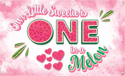 KatchOn One in a Melon Backdrop – 72x44 Inch | Watermelon Banner for One in a Melon Party Decorations, Watermelon Birthday Decorations