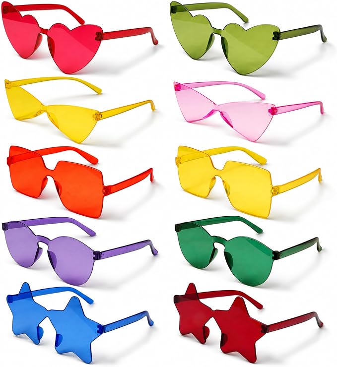 KatchOn Pcs 20 Colorful Fun Sunglasses, Summer Party Decorations | Rimless Tinted Party Sunglasses Bulk, Pool Party Decorations, Beach, Luau, Hawaiian Party Favors, Transparent Color Glasses