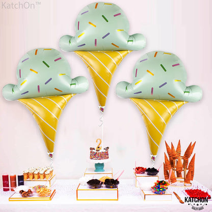KatchOn 37 Inch Ice Cream Balloons, 3 Pcs | Ice Cream Party Decorations | Ice Cream Birthday Party Decorations | Summer Party Decorations | Social Party Decorations, KatchOn