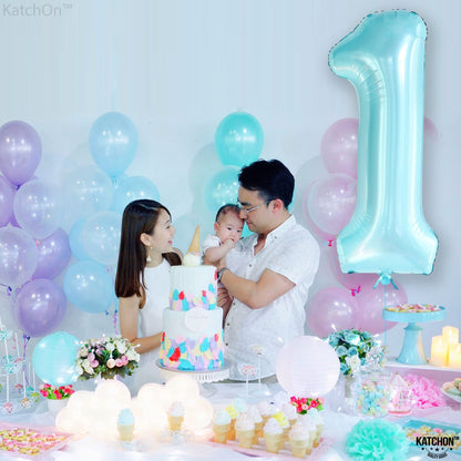 KatchOn, Light Blue 1 Balloon Number - 40 Inch | Blue One Balloon for First Birthday | Number 1 Balloons for 1st Birthday Decorations Boy | 1st Number Balloons For Baby Shower, Anniversary Decorations