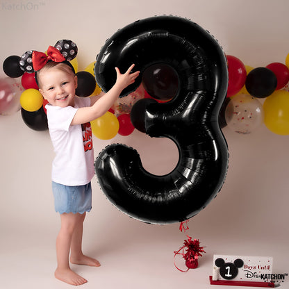KatchOn Black Number 3 Balloon - Giant, 40 Inch | 3rd Birthday Decorations for Boys