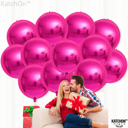 KatchOn, Large Hot Pink Balloons - 22 Inch, Pack 12 | Hot Pink Mylar Balloons for Hot Pink Party Decorations | Hot Pink Foil Balloons | Hot Pink Galentines Balloons for Galentines Day Decorations