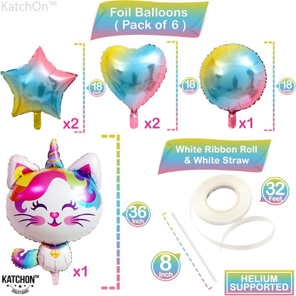 KatchOn, Big Cute Caticorn Party Supplies - 36 Inch, Pack of 6 | Caticorn Balloons, Caticorn Birthday Party Supplies | Cat Balloons, Kittycorn Birthday Party Supplies | Cat Balloons for Birthday Party