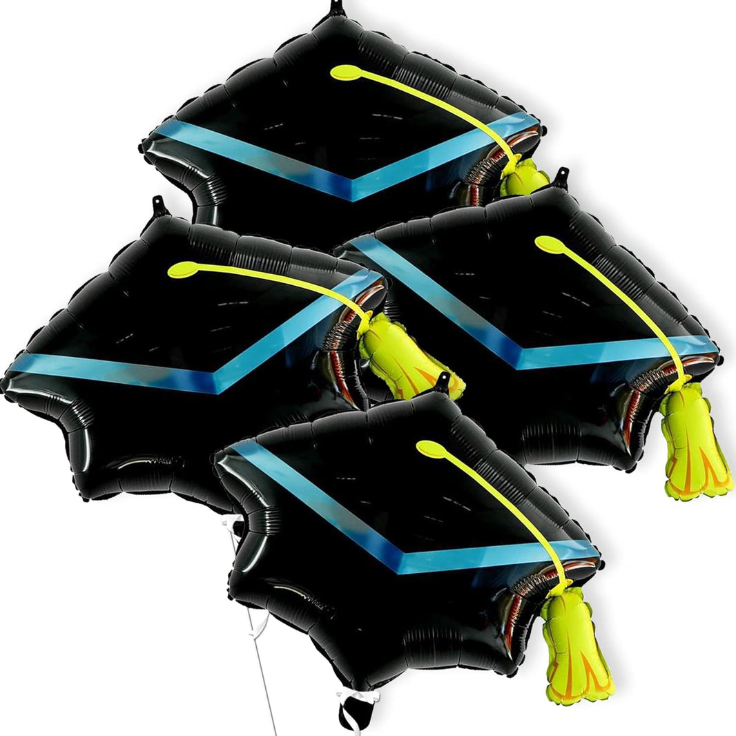 Graduation Decorations 2026 | Big Graduation Cap Balloon - 22 Inch, Pack of 4 | graduation Balloons, Grad Hat for Graduations Decorations Class of 2026 | Grad Foil Balloons, KatchOn