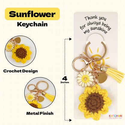 KatchOn, Cute Crochet Sunflower Keychain for Women | Charms for Purses, Handbags | Flower Charms Key Chain for Backpack, Wallet, Key | Pendants Wallet Keychain | Birthday Gift for Her