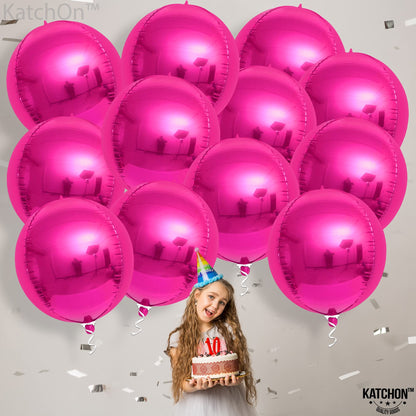 KatchOn, Large Hot Pink Balloons - 22 Inch, Pack 12 | Hot Pink Mylar Balloons for Hot Pink Party Decorations | Hot Pink Foil Balloons | Hot Pink Galentines Balloons for Galentines Day Decorations