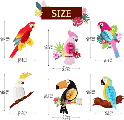KatchOn, Big Tropical Birds Honeycomb Cutouts - Pack of 6, | Tropical Party Decorations, Hawaiian Party Decorations | Jungle Birds, Luau Party Decorations | Tropical Birds for Rainforest Decorations