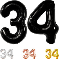 KatchOn, Giant Black 34 Balloon Numbers - 40 Inch | 34th Birthday Decorations for Men | 34 Balloon Numbers Black, 34 Birthday Decorations for Women | 34 Number Balloons, Happy 34 Birthday Decorations