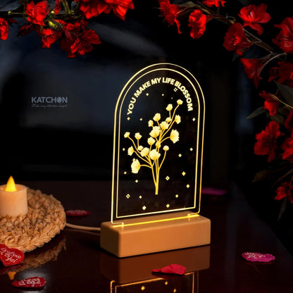 KatchOn, Acrylic Plaque Gift | Elegant Engraved Floral LED Lamp Gift | Valentines Day Gifts for Her, Heartfelt Message for Wife, Girlfriend, Anniversary, Birthday Gifts for Women | Office Desk Decor
