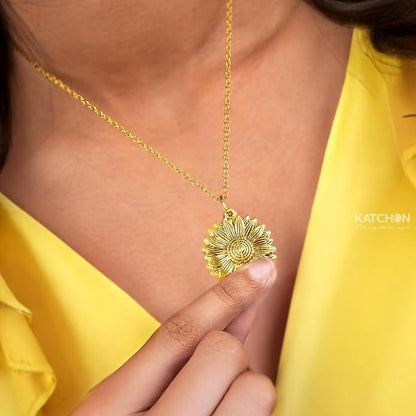 KatchOn, Sunflower Necklaces for Women – You Are My Sunshine Necklace, Hidden Message Pendant | Valentines Day Gifts for Her, Birthday Gifts for Women, Mom, Daugther, Girlfriend | Galentines Gifts