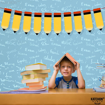 KatchOn Yellow Pencil Garland for Welcome Back to School Decorations