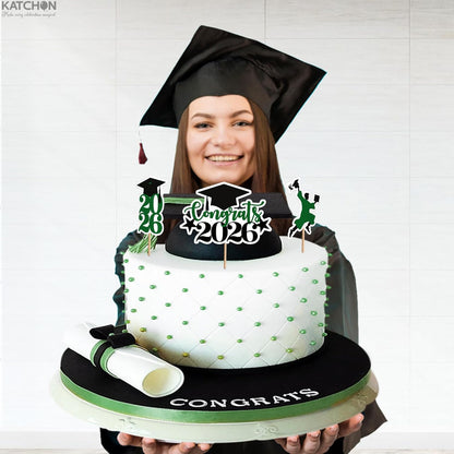 KatchOn, Green and Black Graduation Cake Topper 2026 - Pack of 36 | Graduation Cupcake Toppers 2026, Graduation Cake Toppers 2026 for Green and Black Graduation Decorations 2026