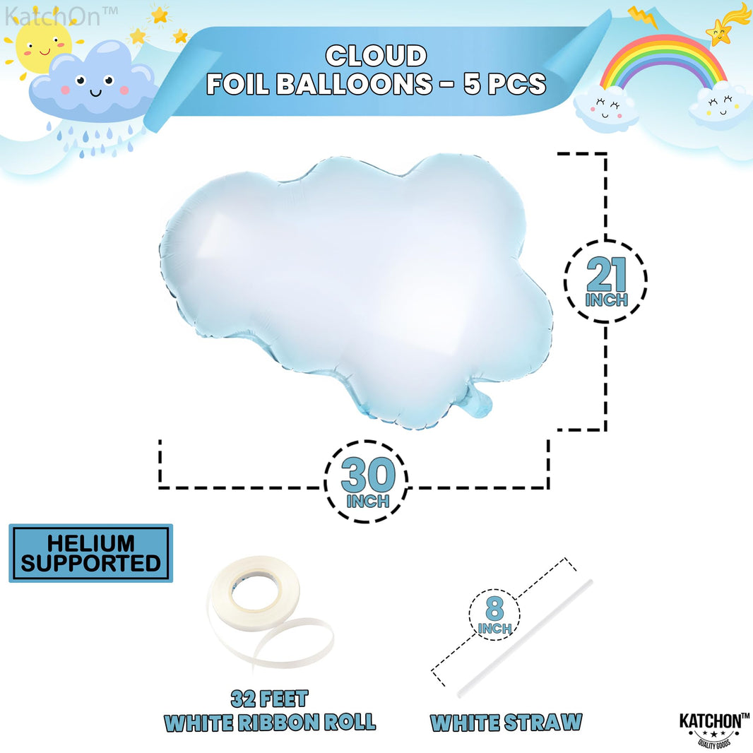 KatchOn, Huge Clouds Balloon Set - 30 Inch, Pack of 5 | Clouds Party Decorations | On Cloud 9 Bachelorette Decorations | Baby Shower Decoration | Cloudbabies Decoration | On Cloud 9 Balloons