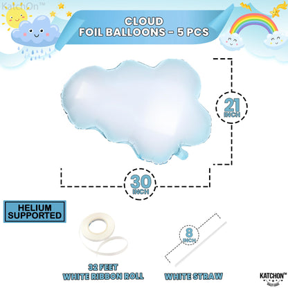 KatchOn, Huge Clouds Balloon Set - 30 Inch, Pack of 5 | Clouds Party Decorations | On Cloud 9 Bachelorette Decorations | Baby Shower Decoration | Cloudbabies Decoration | On Cloud 9 Balloons