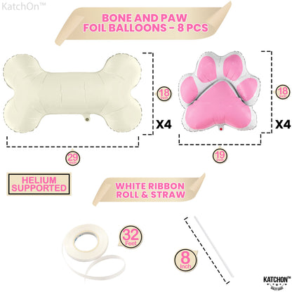 KatchOn, Pink Dog Bone Balloon - 32 Feet, 29 Inch, Pack of 8 | Dog Balloons for Birthday Party Decorations | Paw Print Balloons | Paw Party Balloon, Lets Pawty Birthday Decorations
