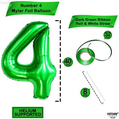 KatchOn, Dark Green Number 4 Balloons - 40 Inch | 4 balloon Green for Birthdays | 4th Birthday Balloons Boy, 4th Birthday Decorations for Boys | 4 balloon number for Anniversary Decorations