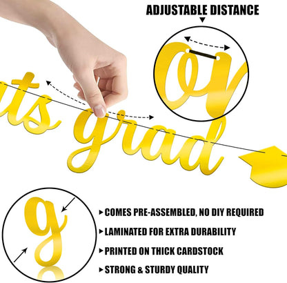 KatchOn, Shiny Congrats Grad Banner - 10 Feet, No DIY | Graduation Banner for Congratulations Graduate 2026 | Gold Graduation Decorations | Congratulations Banner, Graduation Party Decorations 2026